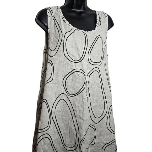 Cristina Vergani Dress Sleeveless 100% Linen Asymmetrical Hem Size Large - Picture 3 of 10